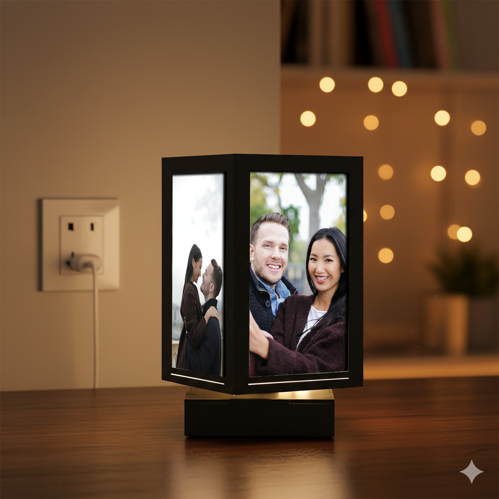 Personalized 4x6 Rotating Photo Lamp – Light Up Your Memories in Style!