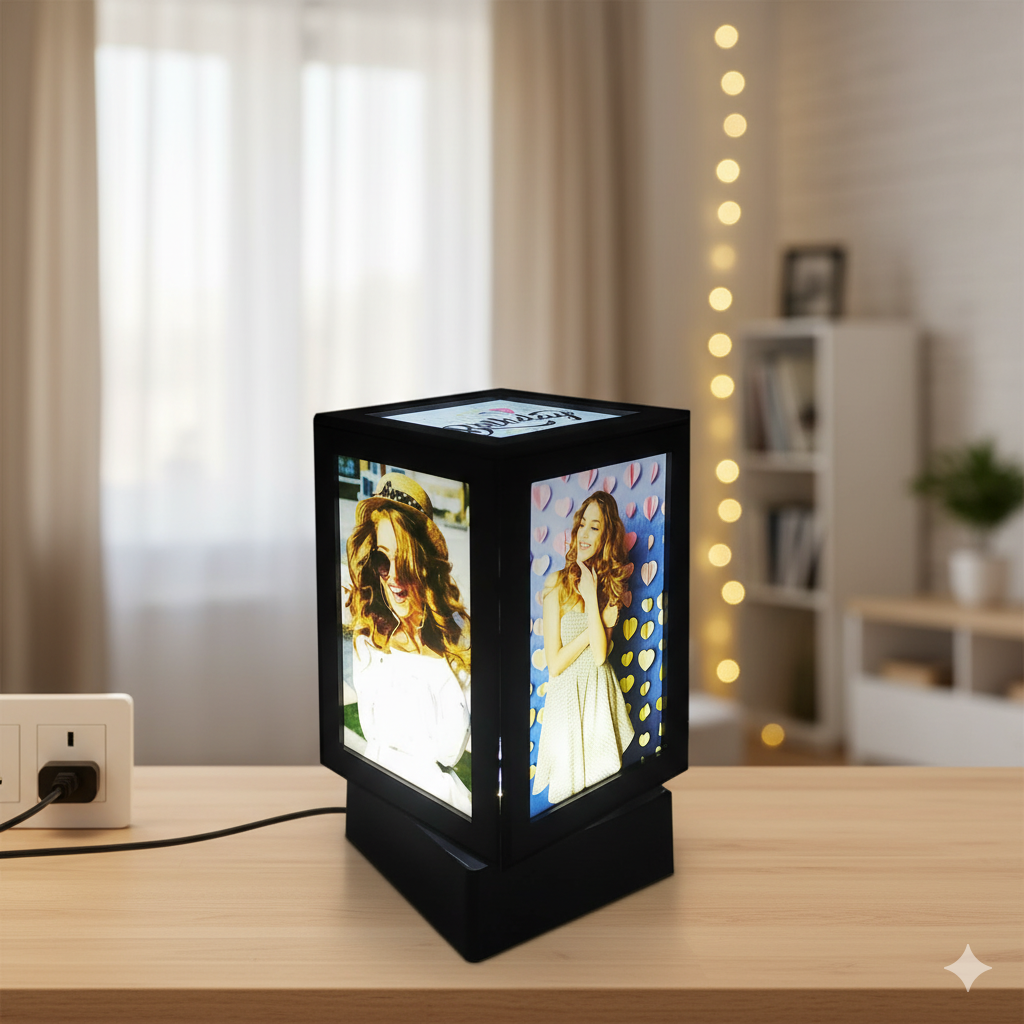 Personalized 4x6 Rotating Photo Lamp – Light Up Your Memories in Style!