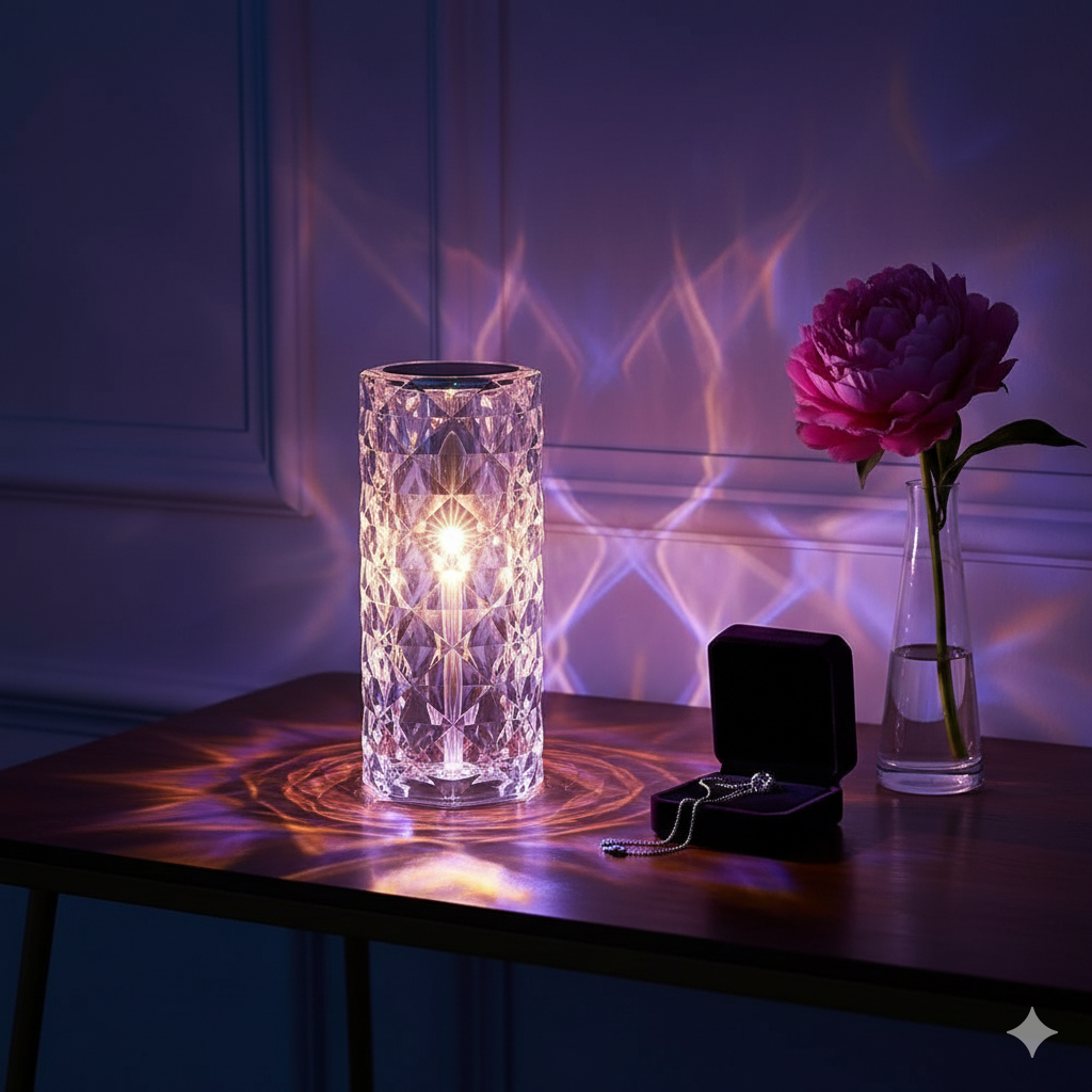 Crystal RGB Touch Lamp – 16 Color Changing Diamond Ambient Light for Home & Decor ( Non - Customized )