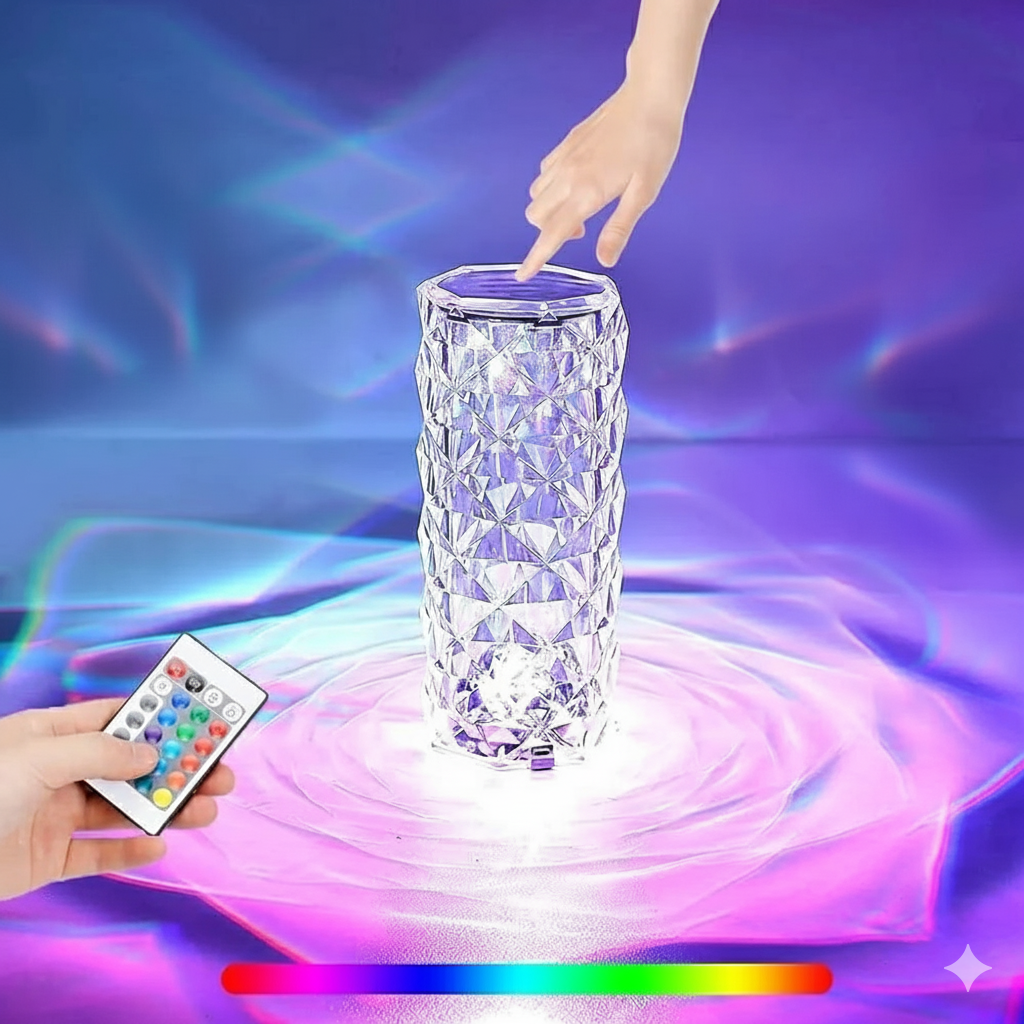 Crystal RGB Touch Lamp – 16 Color Changing Diamond Ambient Light for Home & Decor ( Non - Customized )