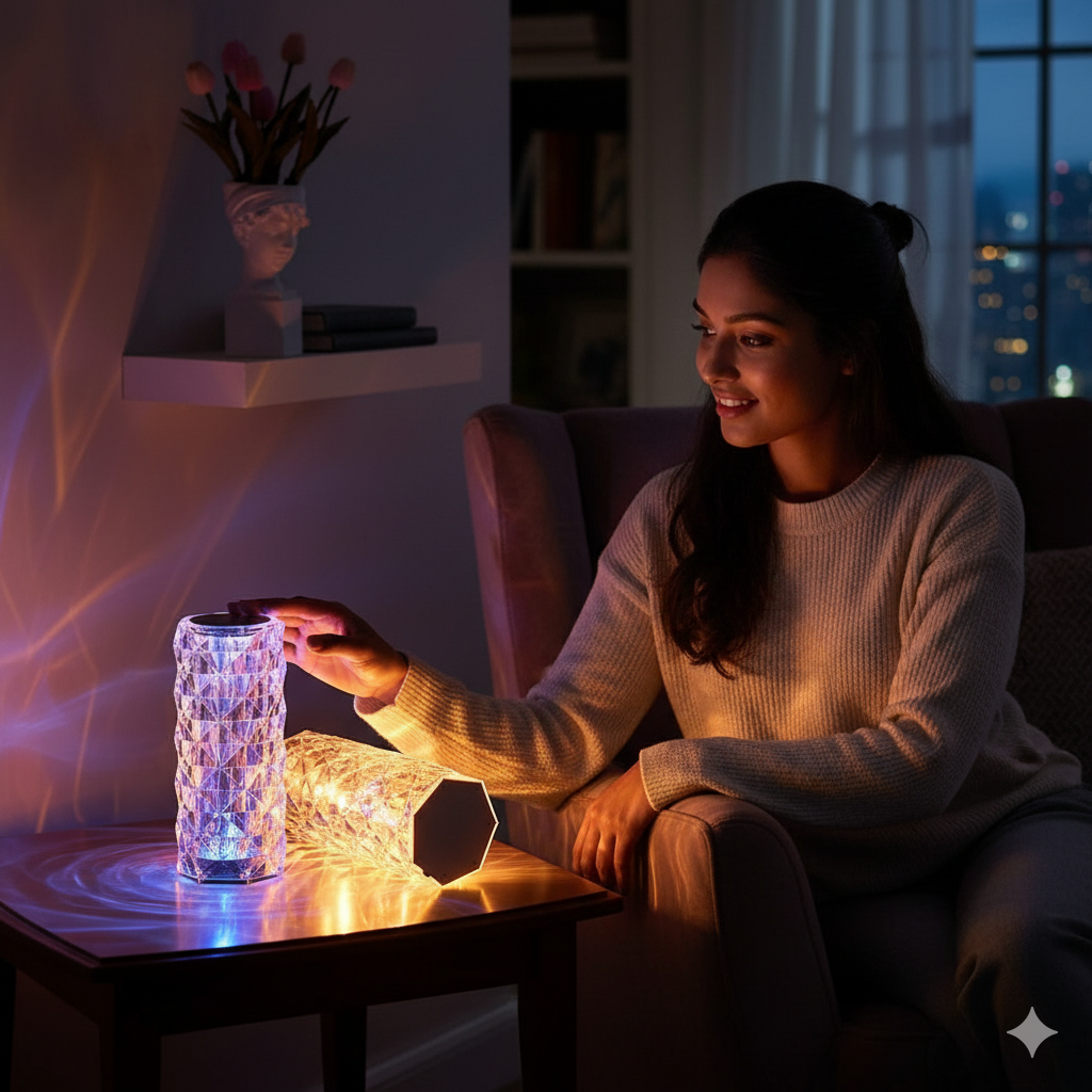 Crystal RGB Touch Lamp – 16 Color Changing Diamond Ambient Light for Home & Decor ( Non - Customized )