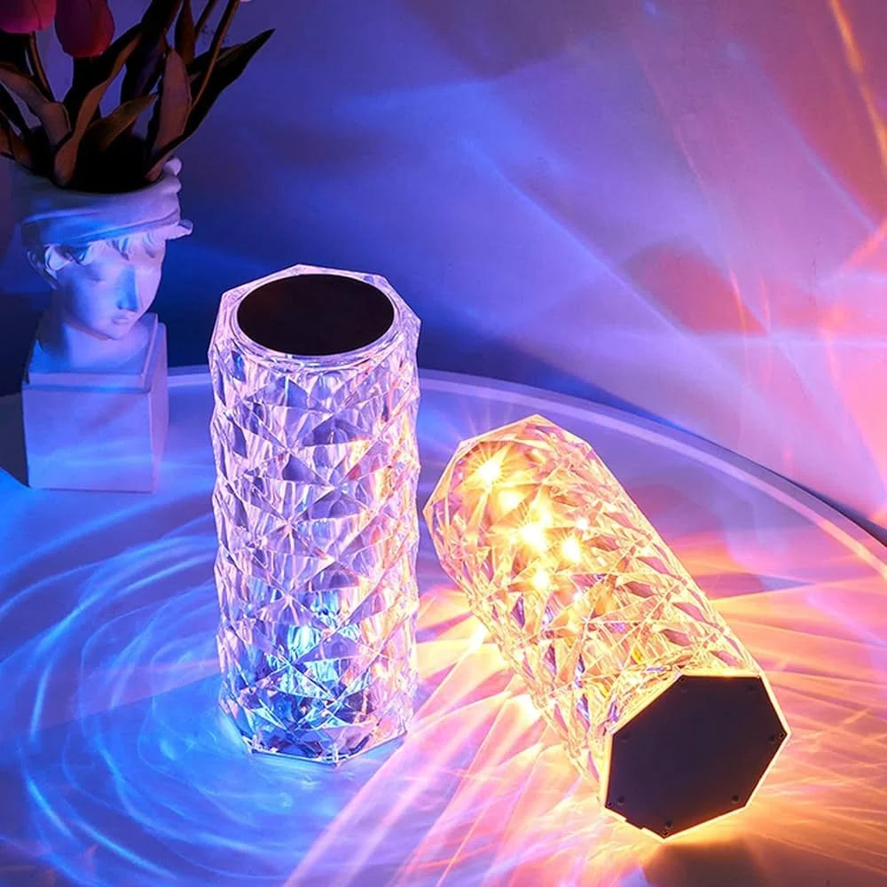 Crystal RGB Touch Lamp – 16 Color Changing Diamond Ambient Light for Home & Decor ( Non - Customized )