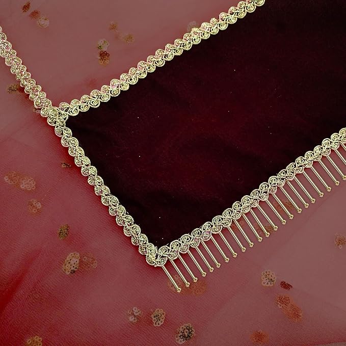 Custom Bridal Chunari | Personalized Name Wedding Dupatta | Embroidered Bridal Dupatta with Golden Border