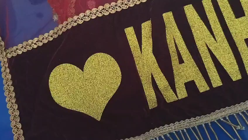 Custom Bridal Chunari | Personalized Name Wedding Dupatta | Embroidered Bridal Dupatta with Golden Border